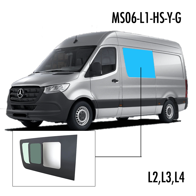 MS06-L1-HS-Y-G | Inbouwruit voor Mercedes & Volkswagen | Camperglass